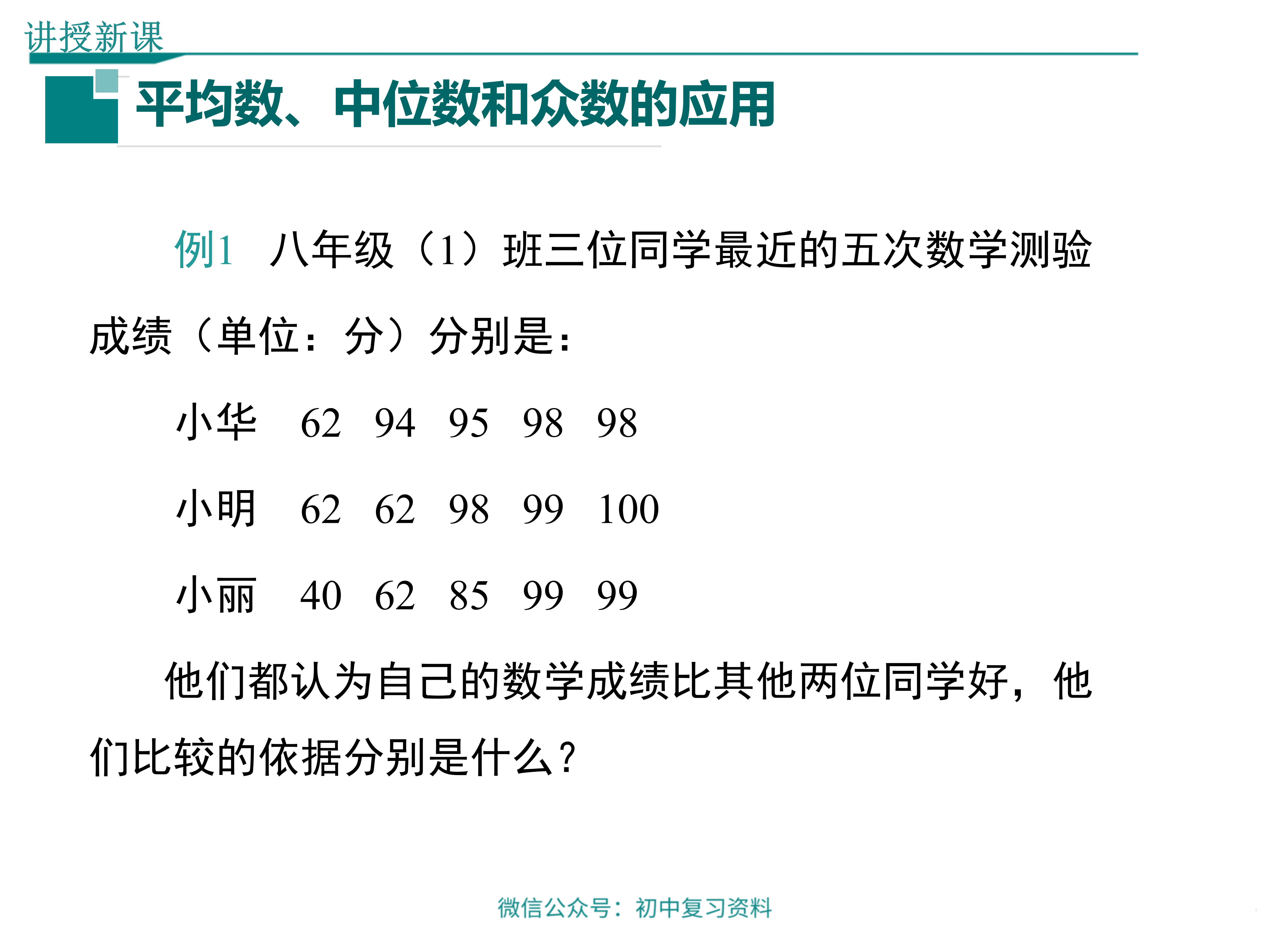 【数学课件】初中八年级下册数学平均数、中位数和众数的应用 - 知乎