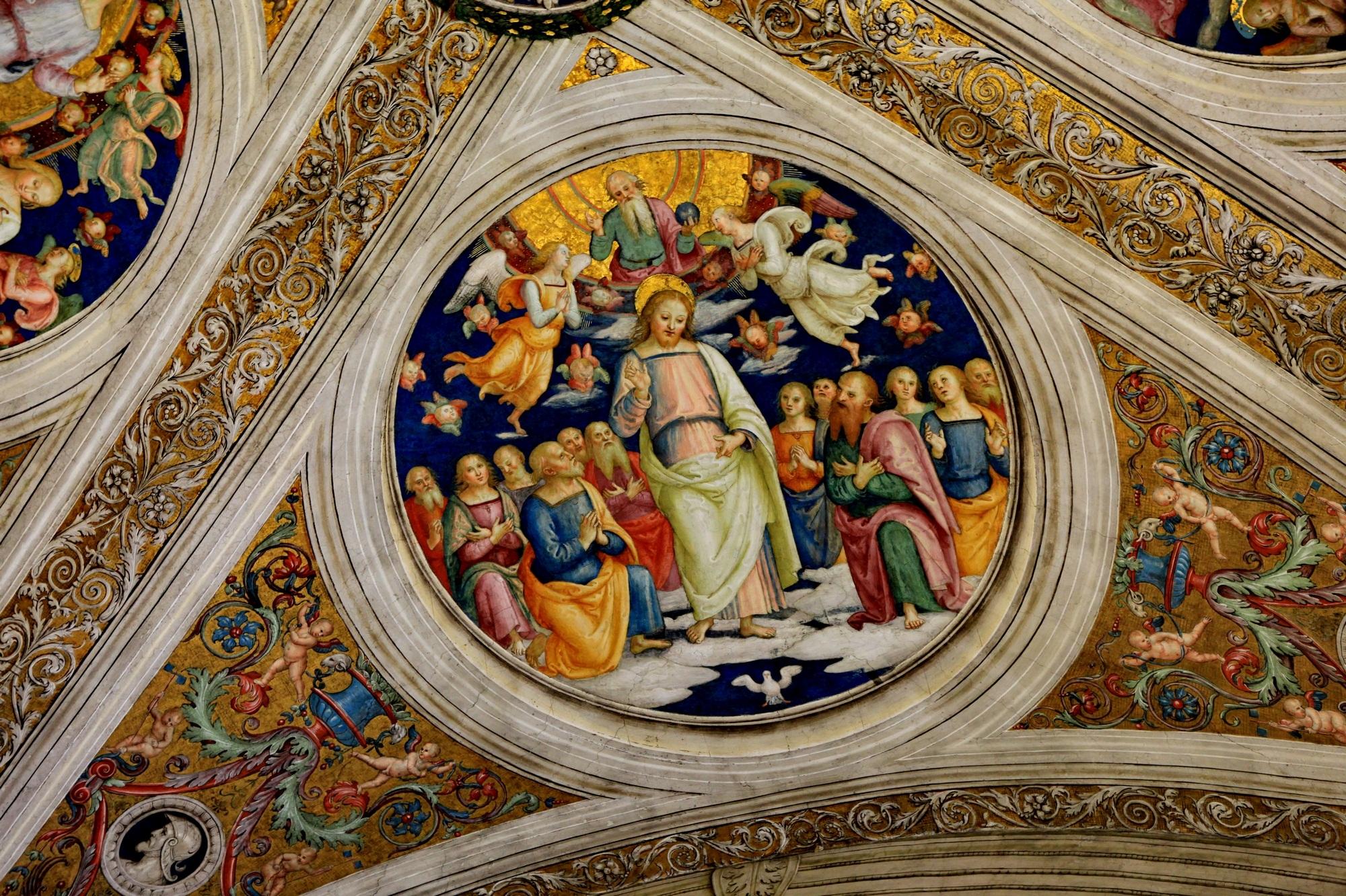 梵蒂冈博物馆9拉斐尔画室4火灾厅壁画波尔哥的火灾拉斐尔老师佩鲁吉诺