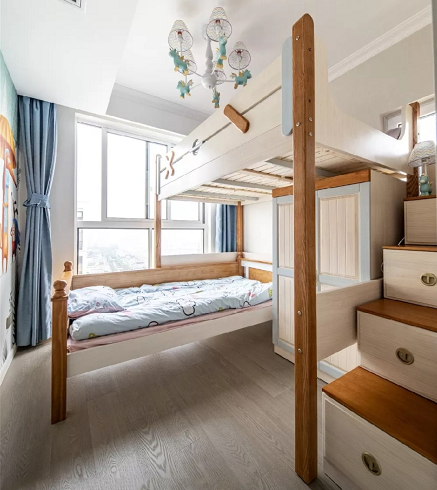 装修中5种儿童床布局2个孩子也能搞定学习睡眠休闲收纳区