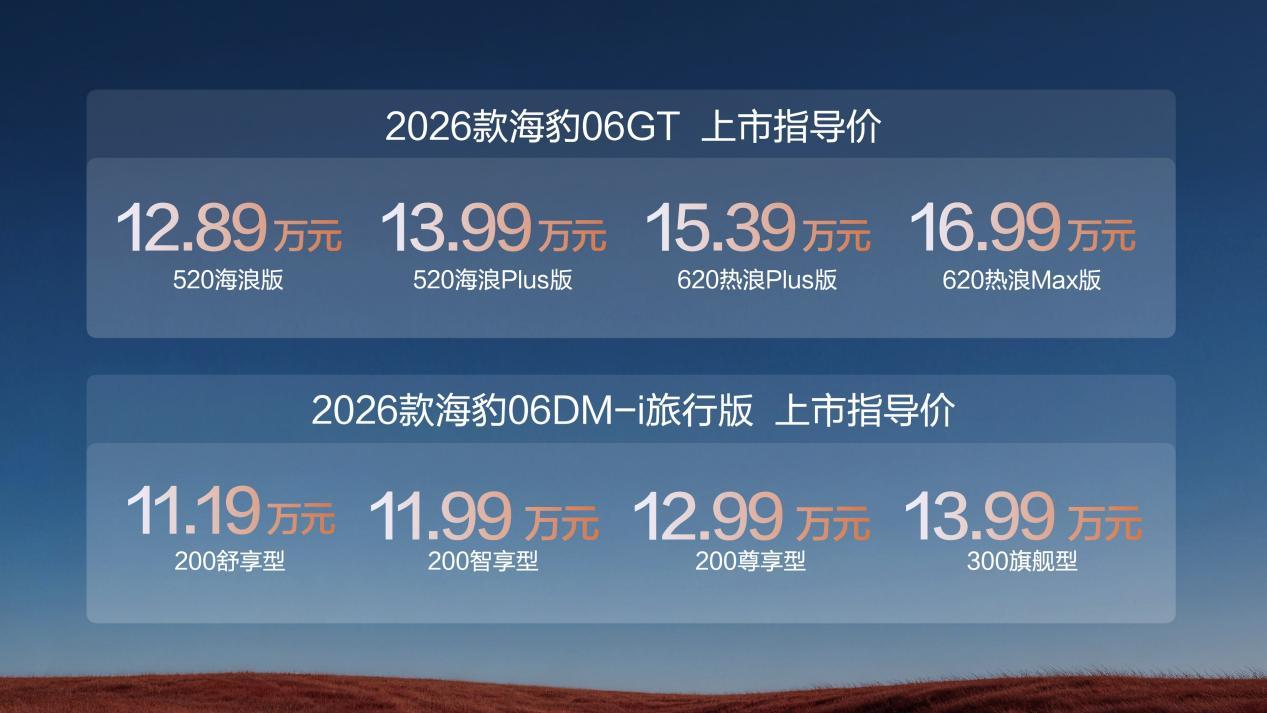 11.19万起 比亚迪2026款海豹06GT与海豹06DM-i旅行版联袂上市