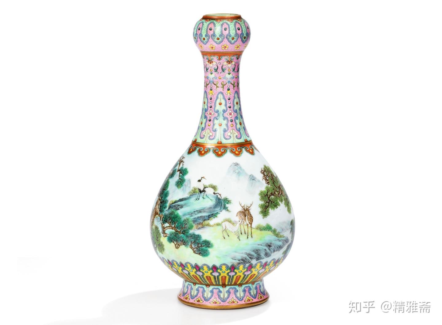 清乾隆宮粉地洋彩鶴鹿同春如意瓶- 知乎
