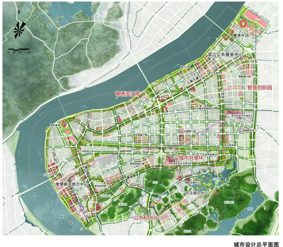 规划定位与空间布局2总体城市设计范围为滨江区行政区范围,面积约72
