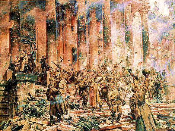 首先我们来看二战末期大反攻阶段,所谓"五大常任理事国"画风.