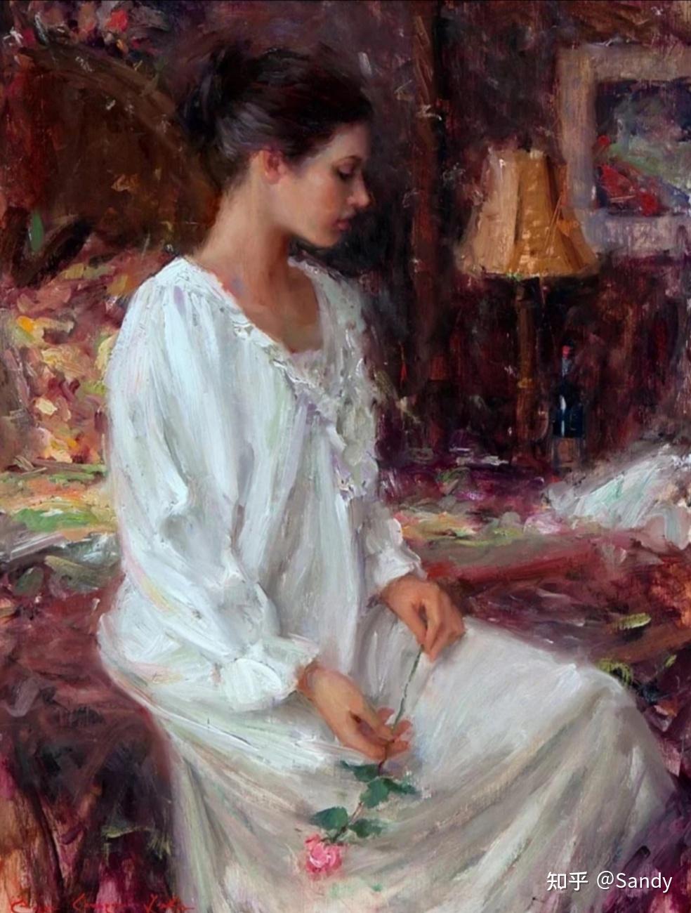 手绘油画人物图片