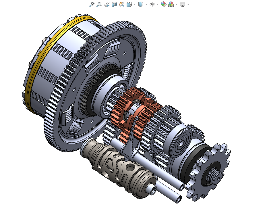 【工程机械】suzuki t250r离合器和变速箱结构3d图纸 solidworks设计