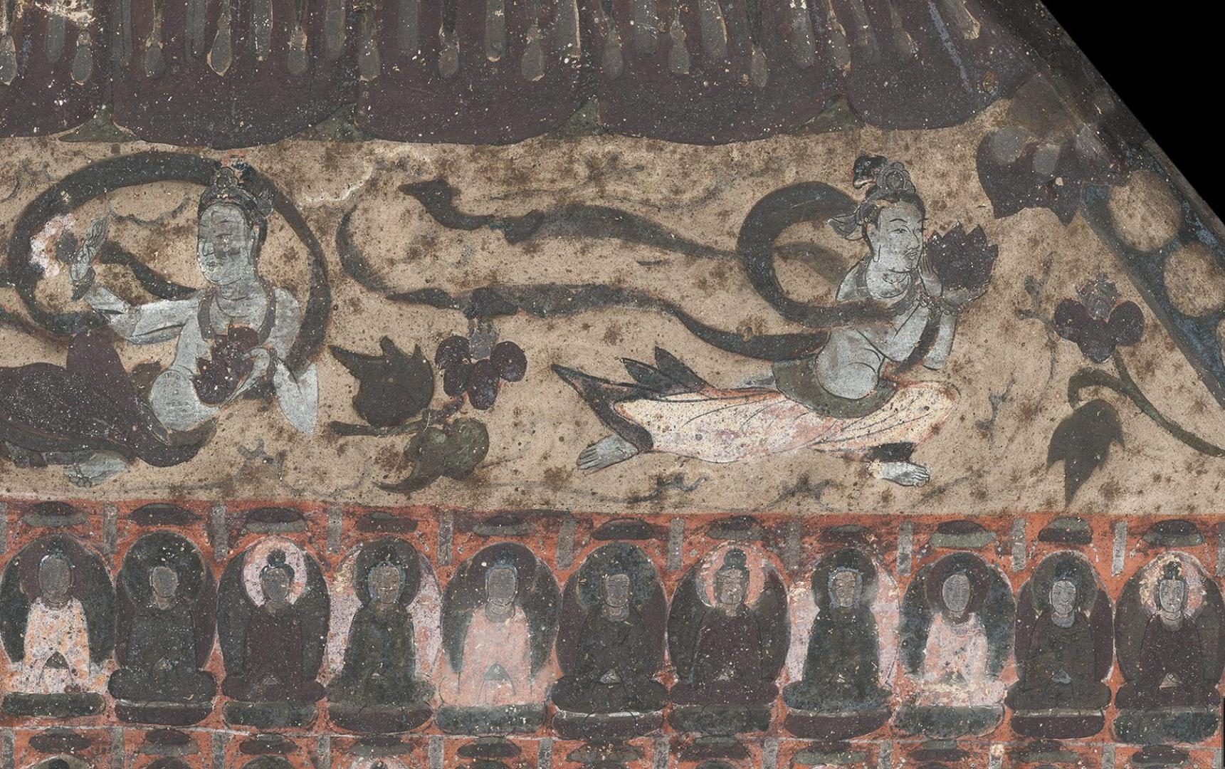 神游千年大美敦煌初唐57窟美人窟南壁说法图最美观音金饰璀璨高清大图