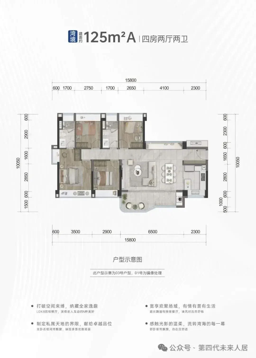 第四代住宅:125㎡创新户型,四房空间尺度,越来越“卷 ”,媲美市场143产品 - 知乎