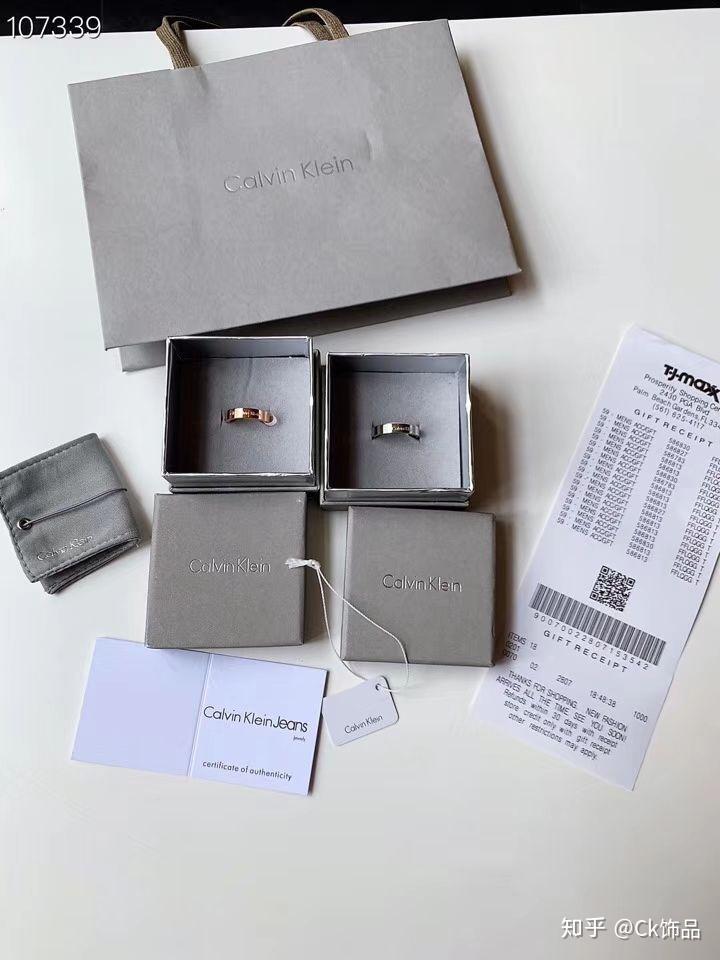 calvinkleinck男女情侣款戒指对戒双色可选银色玫瑰金材质18k玫瑰金