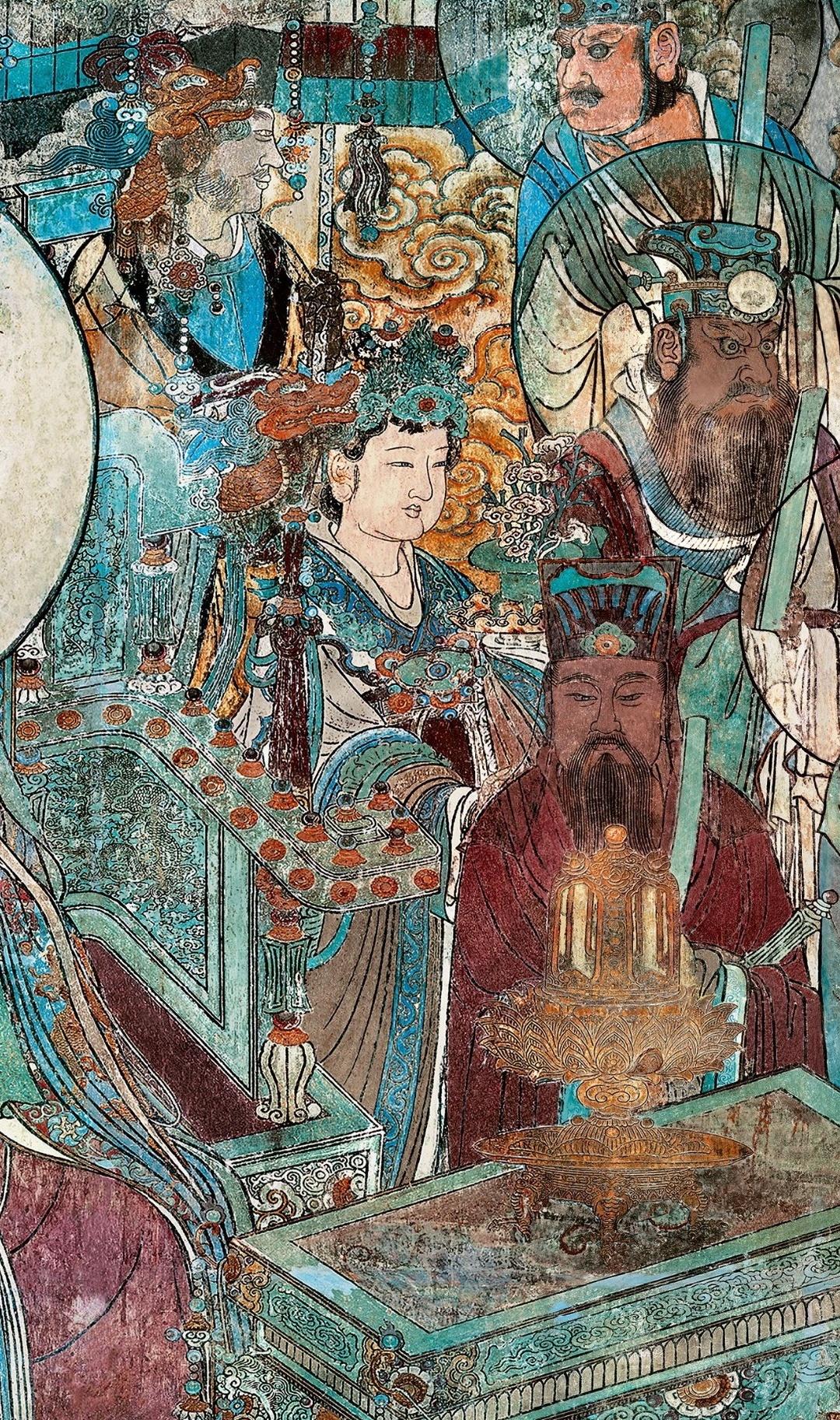 山西永乐宫三清殿-元代壁画《朝元图》:290位神仙,浩荡朝拜道祖,满壁风生星起(5)勾陈大帝【高清超大图】 - 知乎