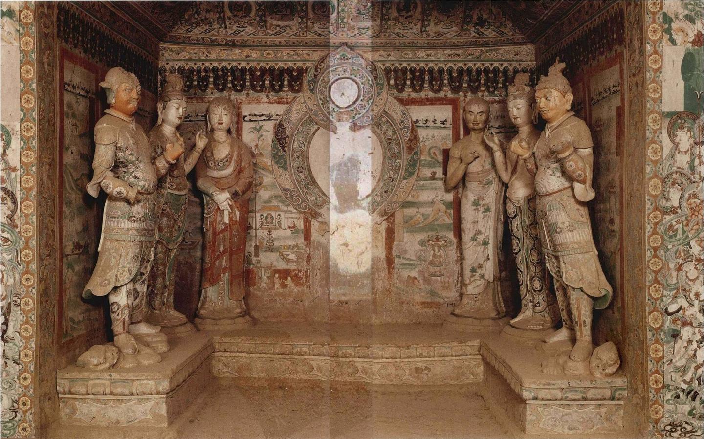 神游千年,大美敦煌】中唐-159窟西龛-彩塑;文殊普贤经变画 神游千年,大美敦煌】中唐-159窟西龛-彩塑;文殊普贤经变画