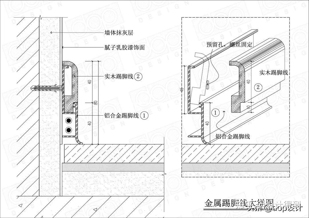 不锈钢踢脚线大样图图片