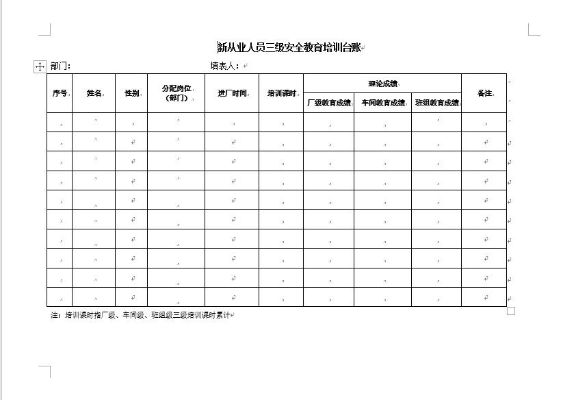 10.新從業人員三級安全教育培訓臺賬.doc9.