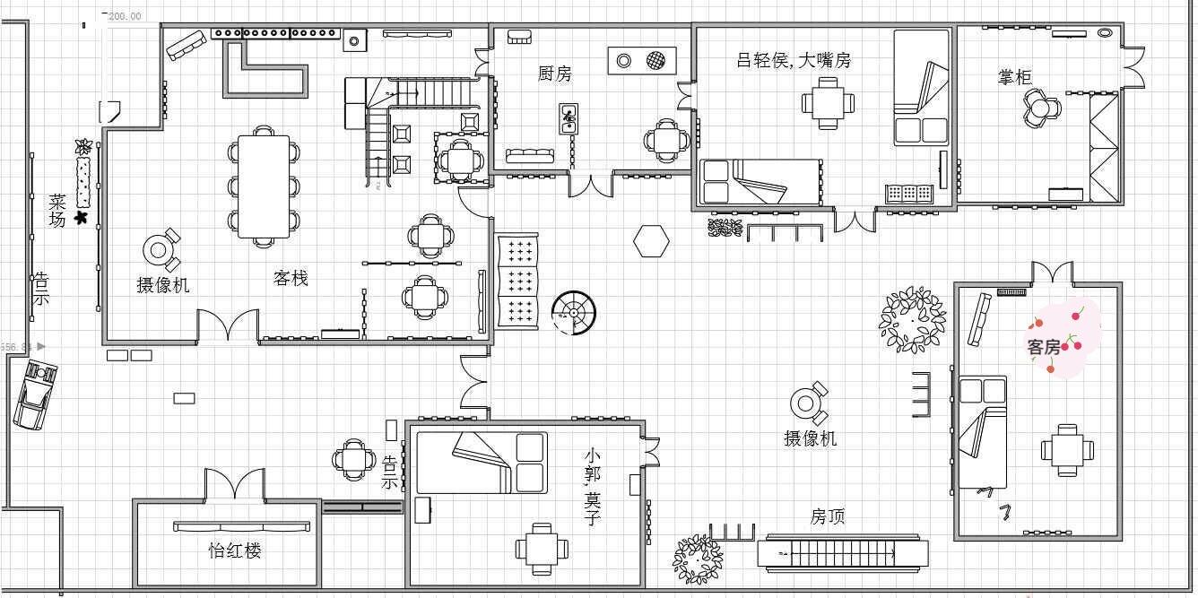 如果要画同福客栈的平面图那是什么样的