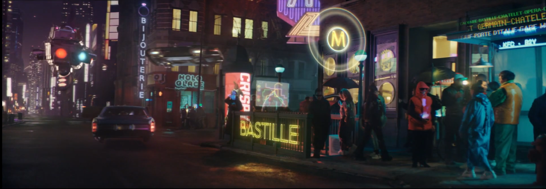 设计借鉴了《银翼杀手2049》里的一些场景——电影中2049年的城市夜晚