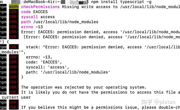 Mac Npm 安装 TypeScript 报错解决 - 知乎