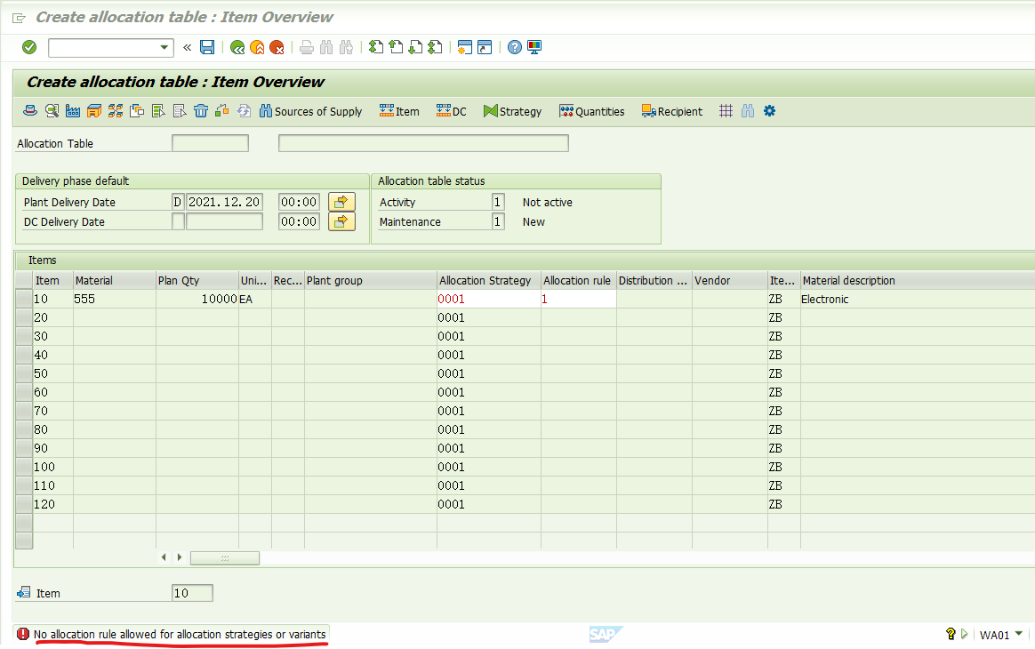 Sap retail wa01 no allocation rule allowed for allocation
