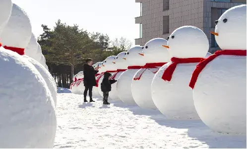 堆雪人打雪仗滑雪橇图片