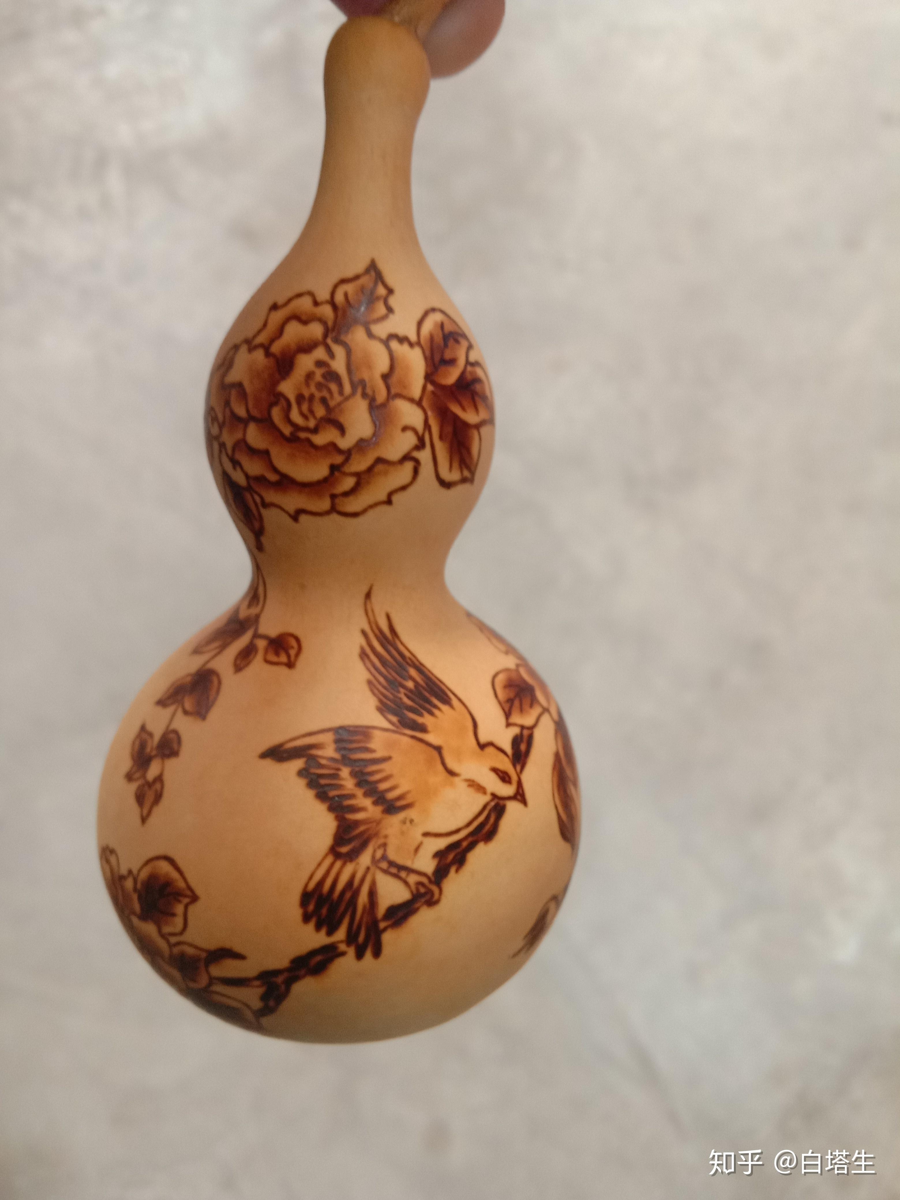 葫芦烙画花开富贵欣赏