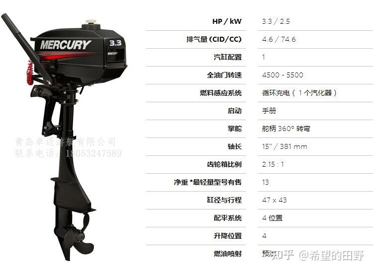 水星船外机参数,详细水星发动机参数表