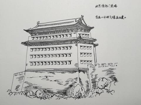 晋祠公园简笔画图片