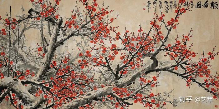 關山月 梅花圖 关山月梅花作品《报春图》，喜庆之气扑面而来！-名人字画网