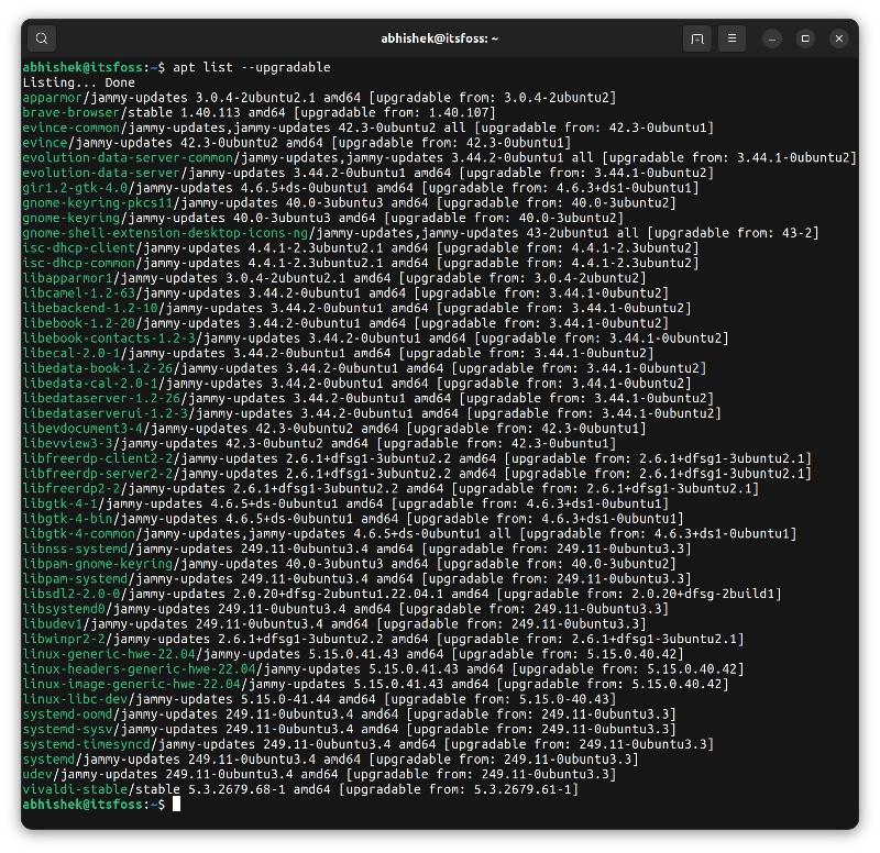 在 Ubuntu 中使用 apt 命令列出可升级的软件包 | Linux 中国 - 知乎