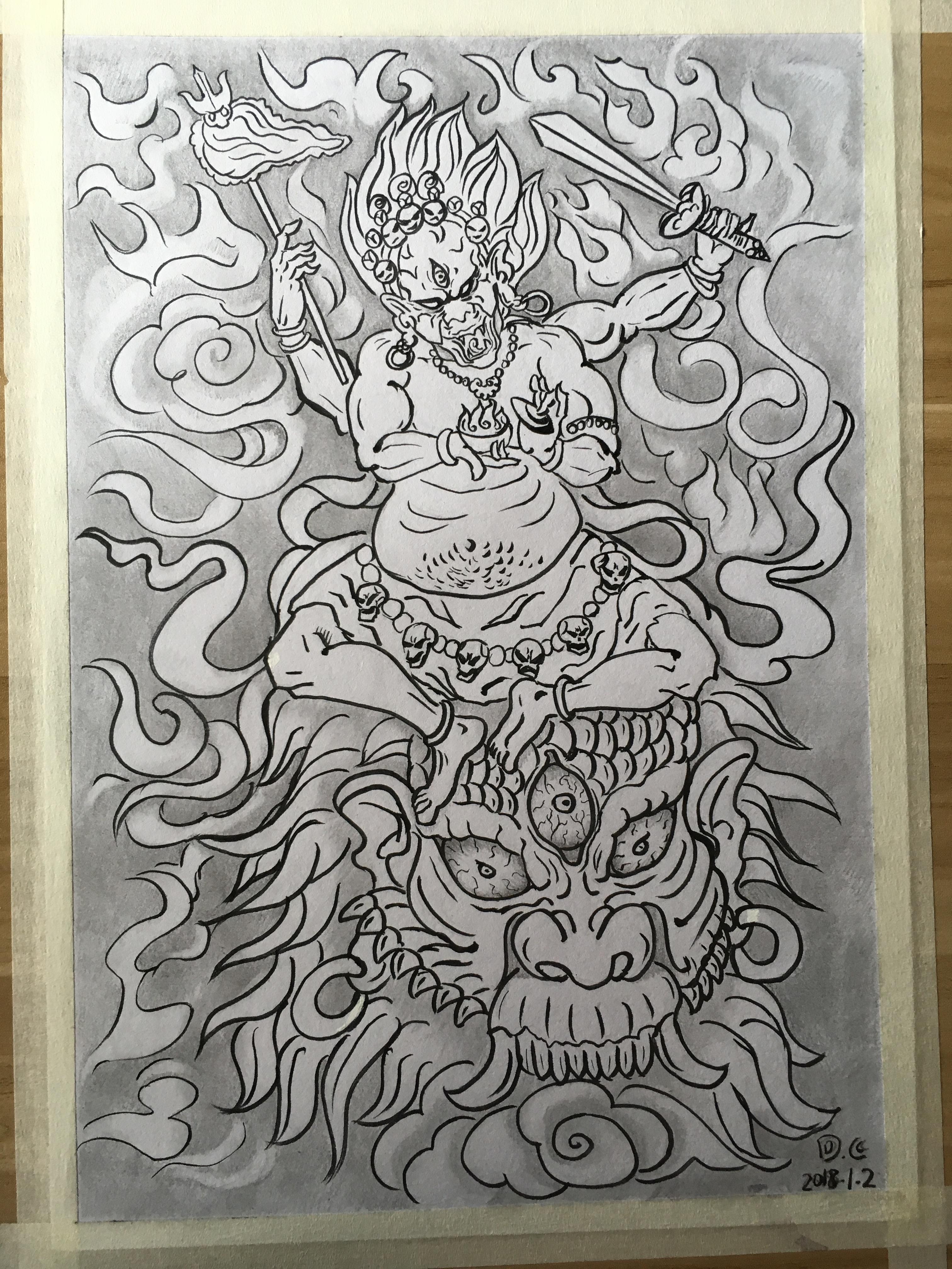 四大天王纹身稿子