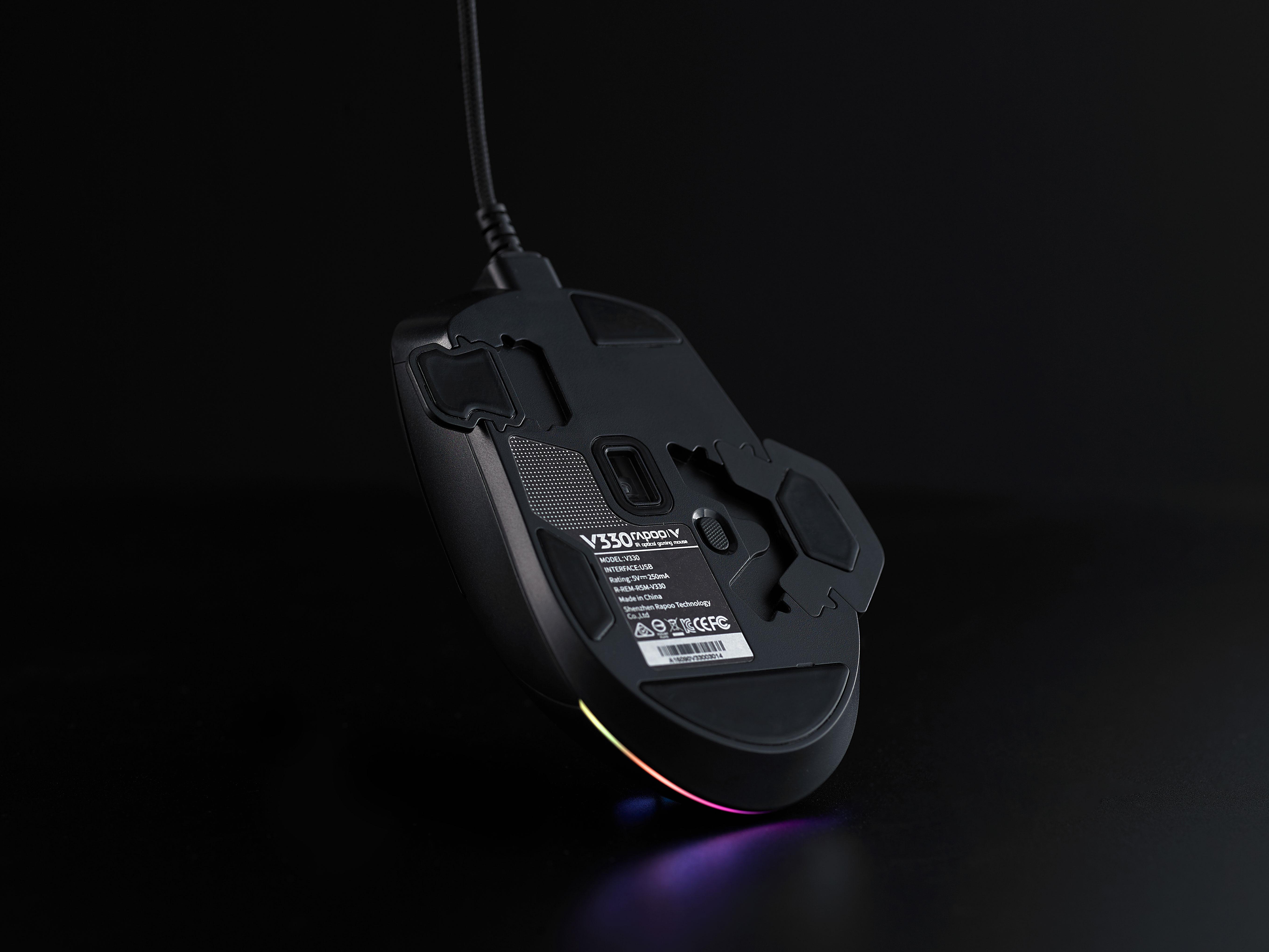 独家开箱贴雷柏v330幻彩rgb游戏鼠标曝光