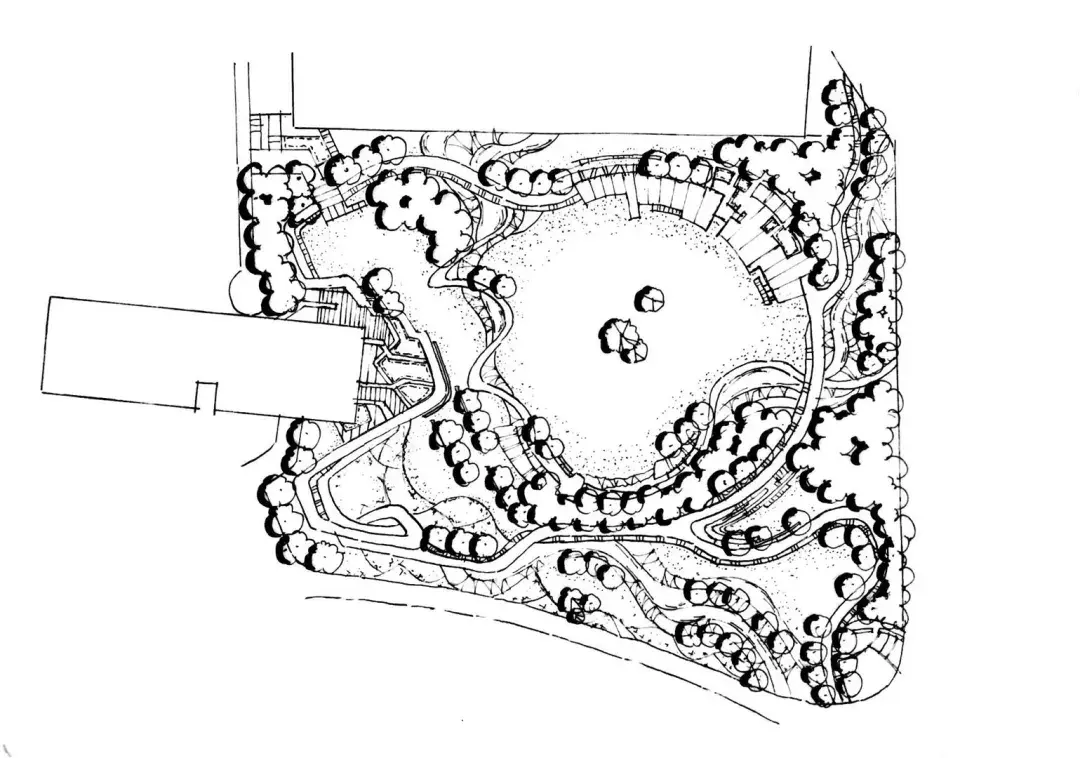 公园平面图手绘线稿图片