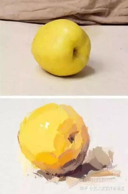 作 画 解 析塑造苹果时,其暗部的颜色要丰富而透气,注意与周围环境的
