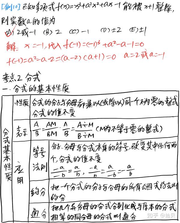 管理類聯考數學筆記第三章整式分式和函數