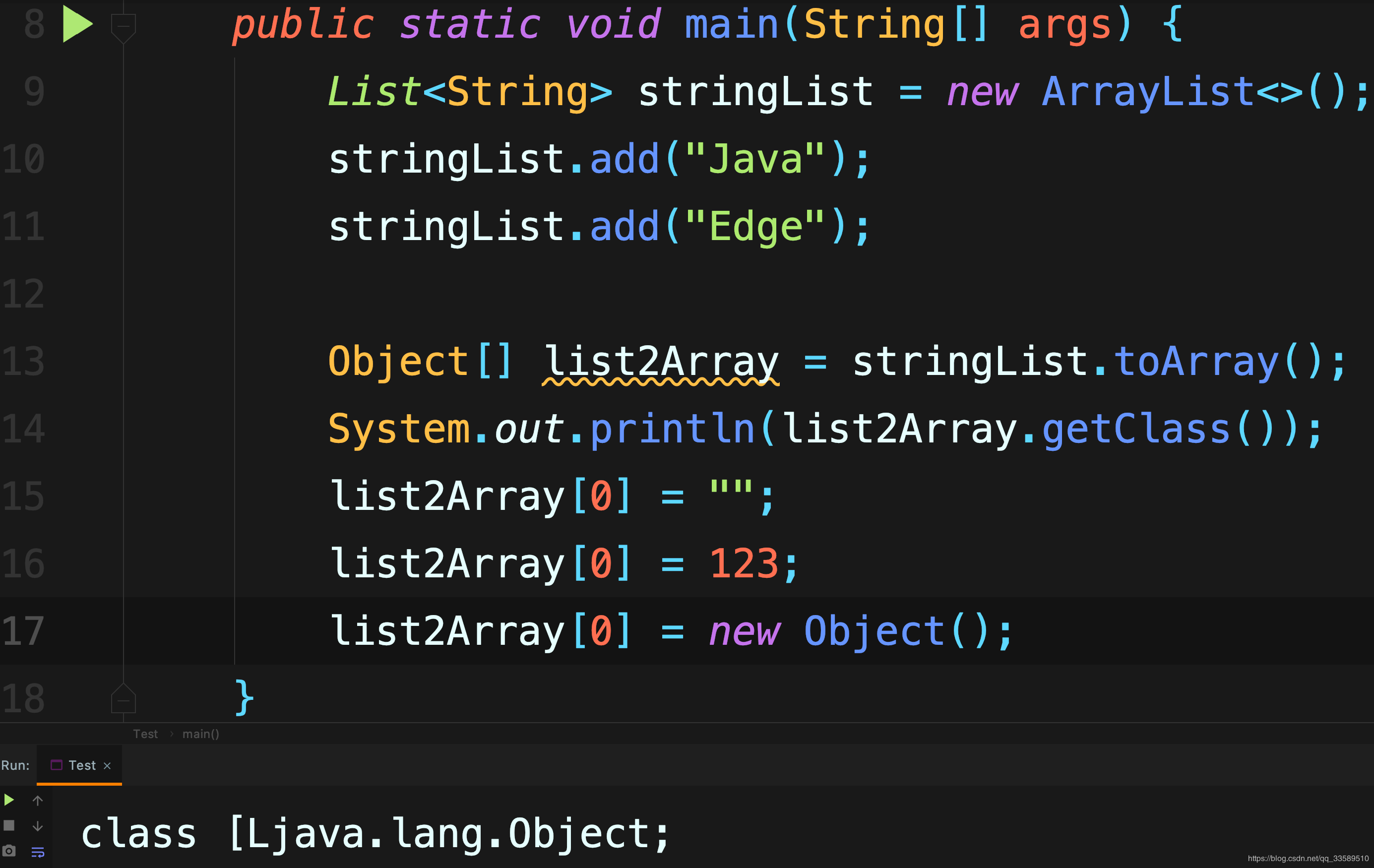 List转数组后的数组类型 List转数组后的数组类型