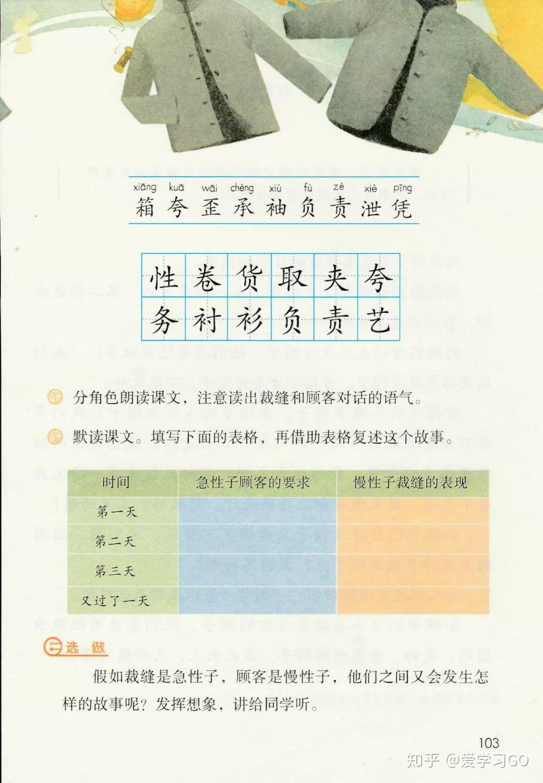 部編版三年級下冊第25課慢性子裁縫和急性子顧客知識點圖文講解