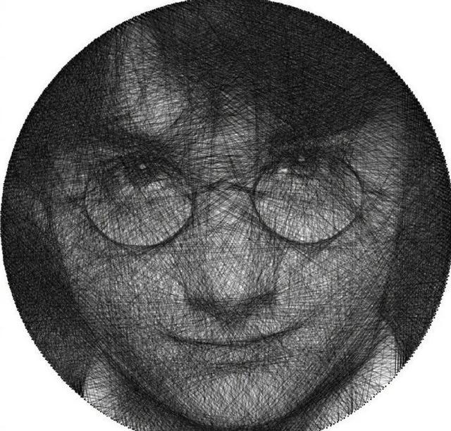 香港艺术家一根线组成肖像画,近看乱入麻,远看惊艳众人!