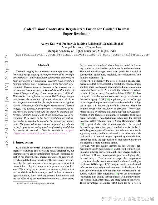 CoReFusion: Contrastive Regularized Fusion For Guided Thermal Super ...