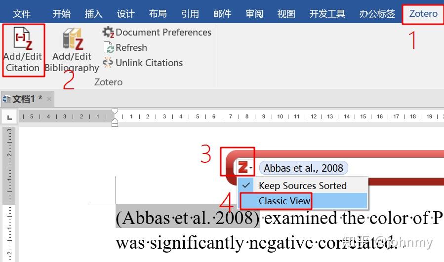 zotero how to insert a citation in word 2008