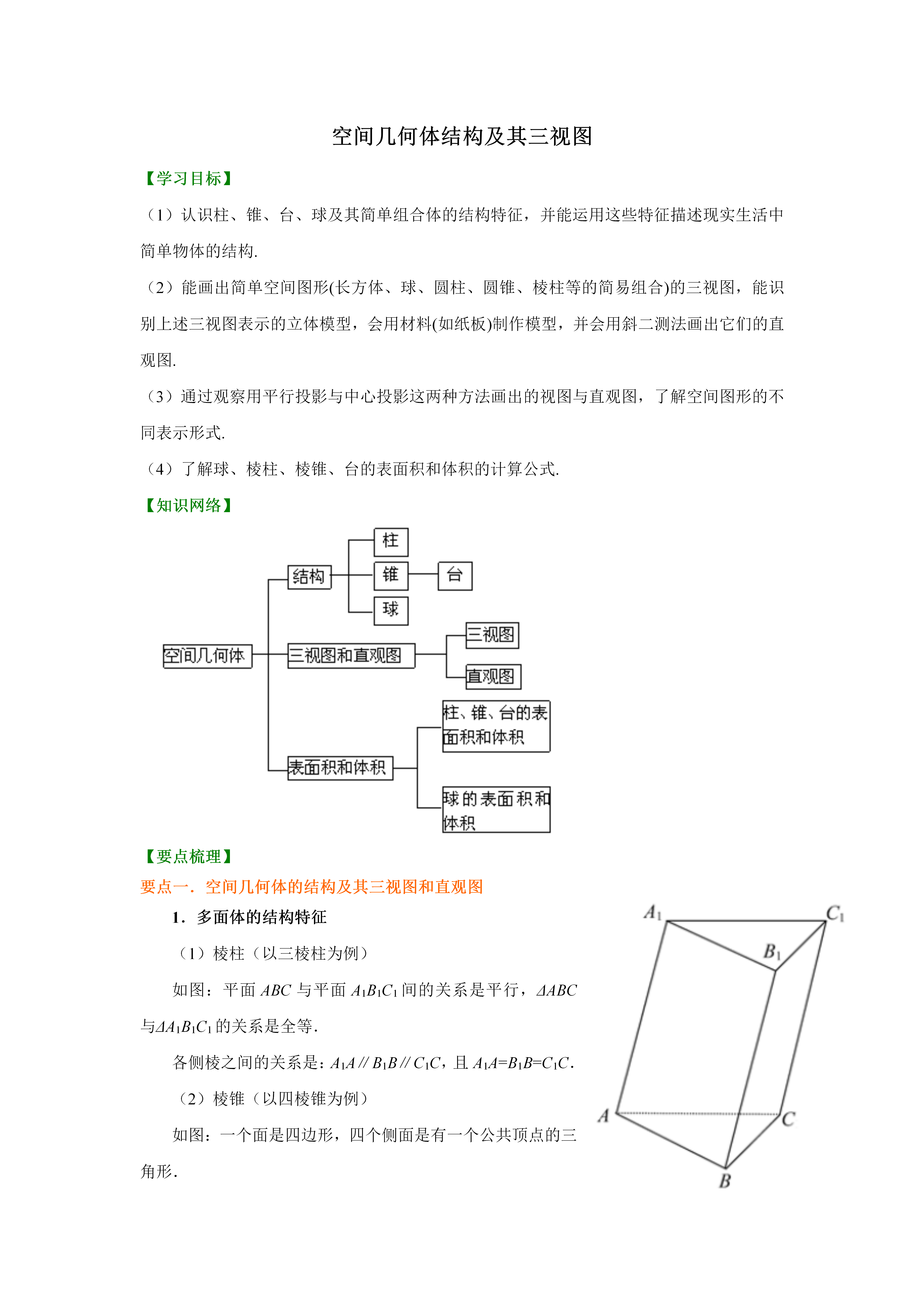 【高中数学】高中数学必修二《空间几何体》全章复习与巩固(提高)