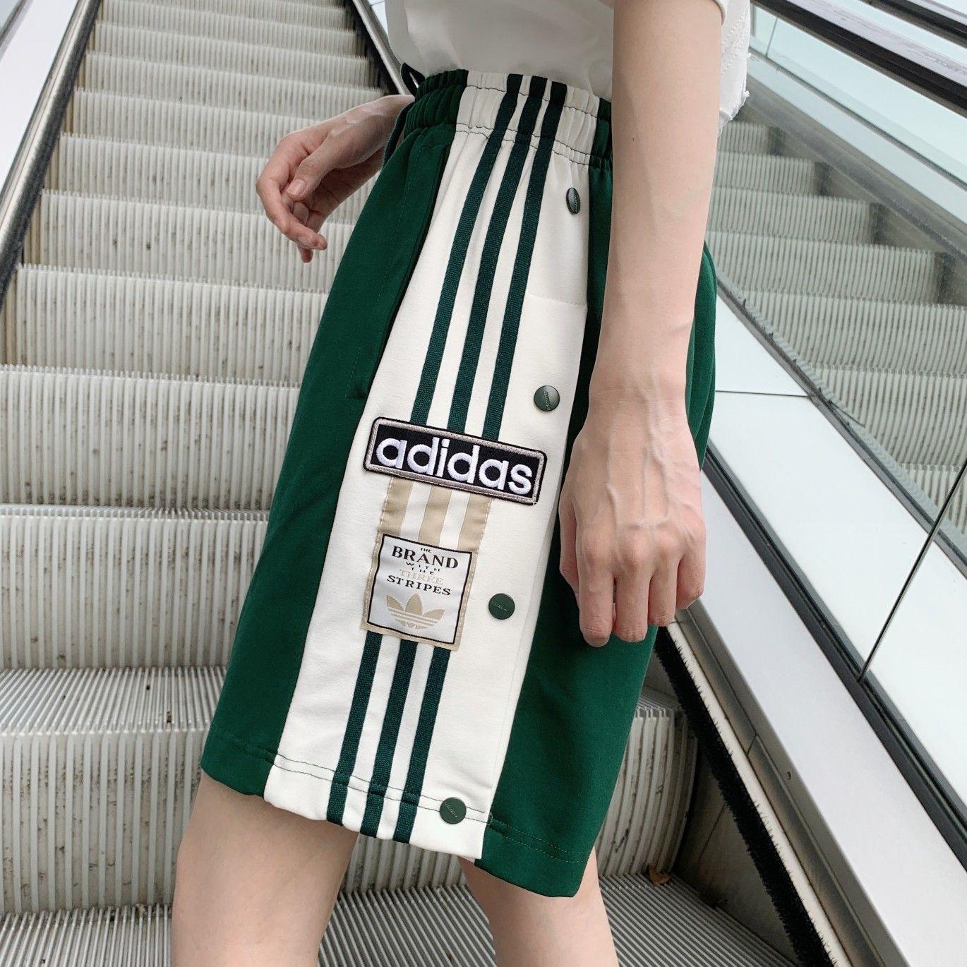 adidas三叶草收口银标阿迪达斯adidas束脚排扣短裤