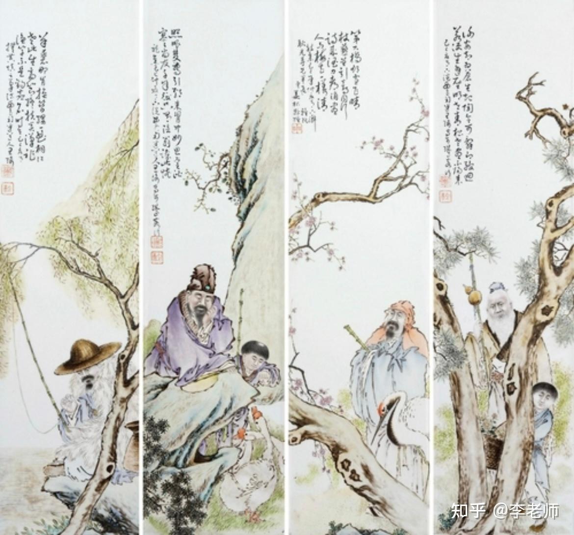 陶板　中華民国　珠山八友　文字　雅 珠山八友邓碧珊仿品鱼藻纹瓷板画– [临渊阁]天地一家春