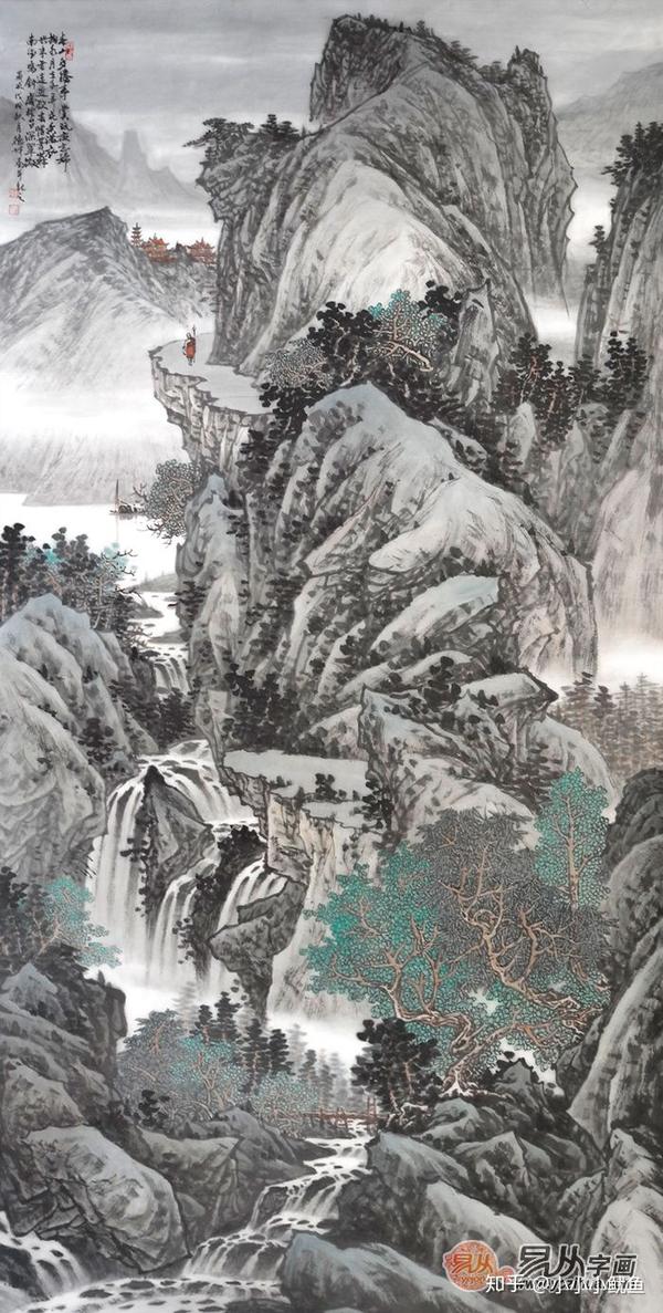 《春山晨染》 写意国画 林德坤四尺竖幅新品山水画《春山多胜事》 在