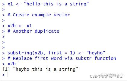 r语言使用substring函数替换replace指定位置的字符串为新的字符串