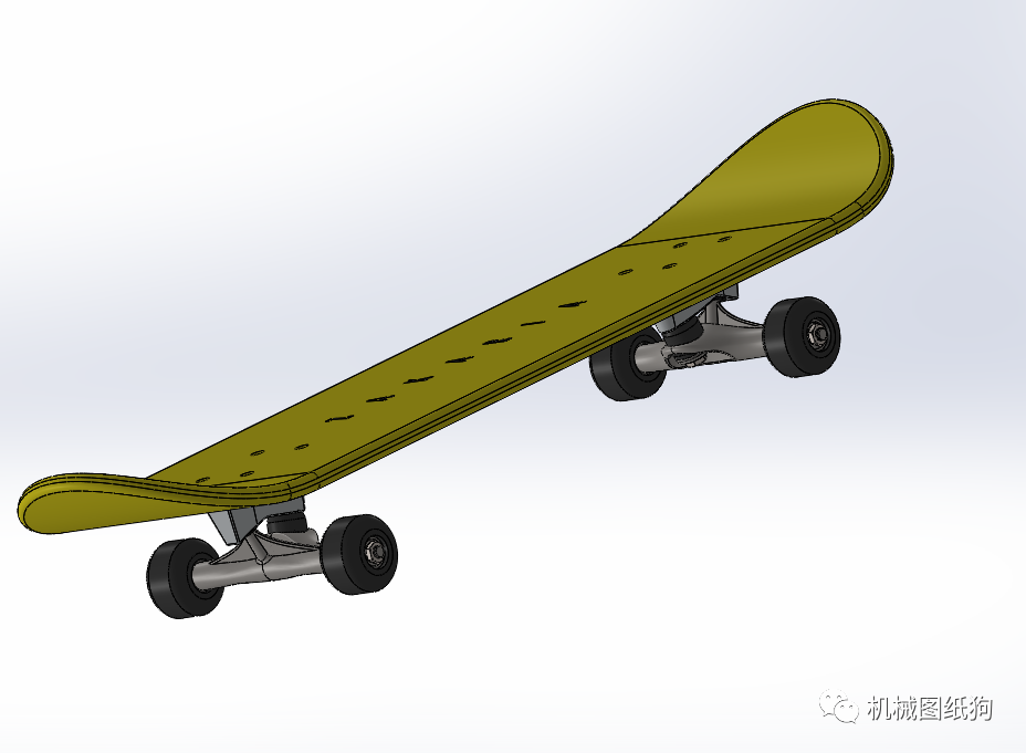 【生活艺术】skateboard普通滑板模型3d图纸 solidworks设计