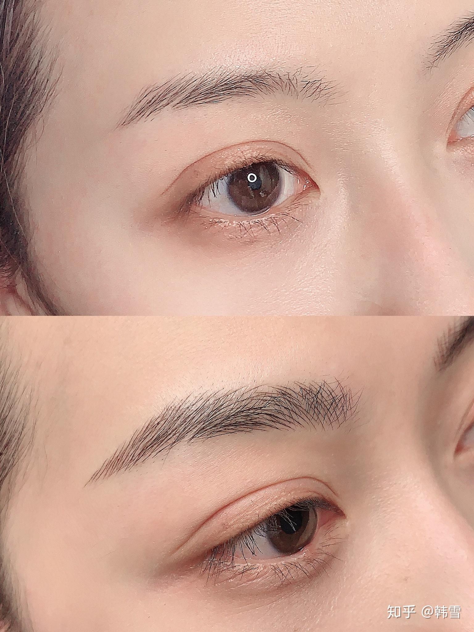 首先附上近期手工野生眉的作品韩雪:今年想纹眉的人一定要选机器野生