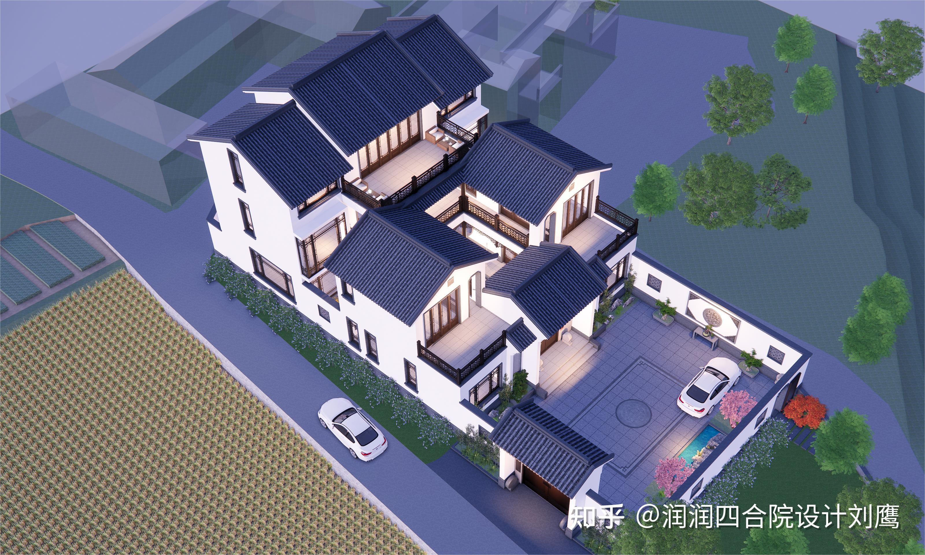 润润四合院设计:贵州遵义三层三合院步步高升民宿14x18