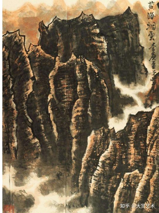 真作】李庚 中国人画家 水墨画 山水図 北京 父 李可染 名付け親 斉白石