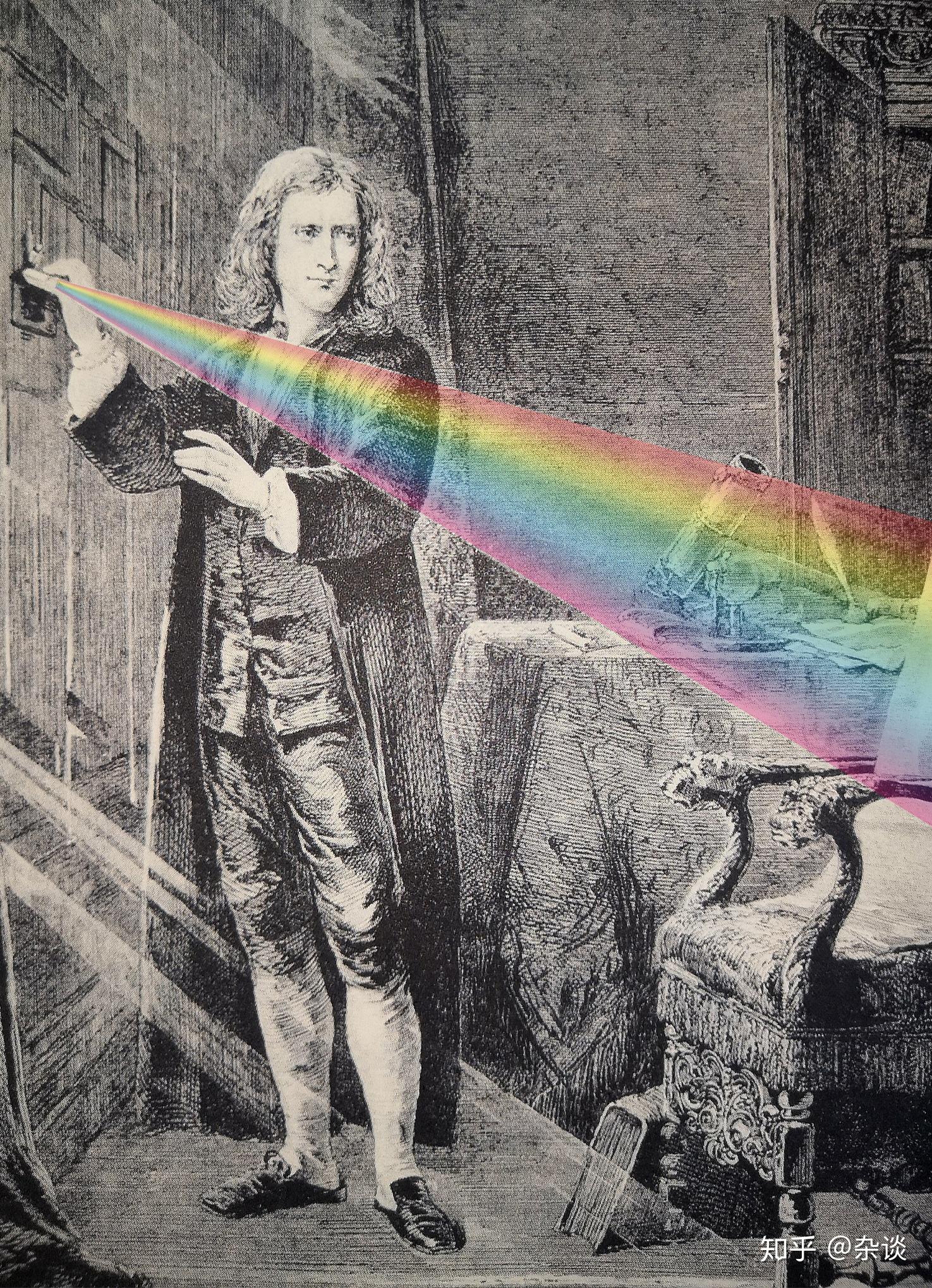 彩虹的颜色是赤橙黄绿青蓝紫,牛顿做完三棱镜实验后,对数字"7"有着