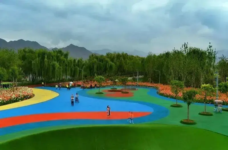 是黄河中上游最大的人工湿地——太极岛,柳树成荫,芦苇成片,鱼儿戏嬉