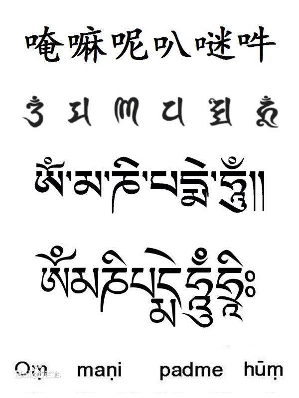 藏族佛教六言真字的藏语,在百度和网上找,有3个版本的,都是一样的意思