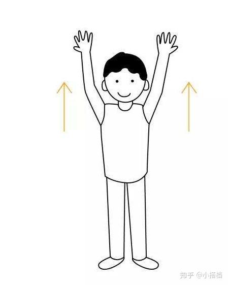 双手高举贴墙站立受测者以站立姿势靠墙,双手高举于耳朵两侧,手背贴