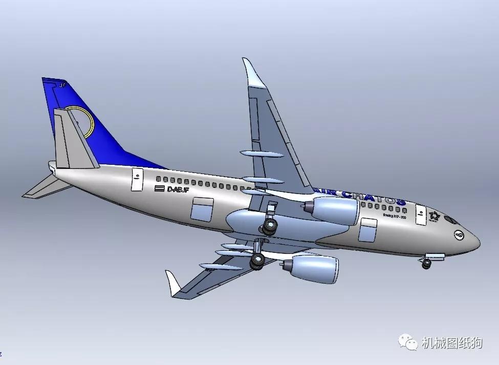 飛行模型波音737700窄體客機模型3d圖紙solidworks設計附igs